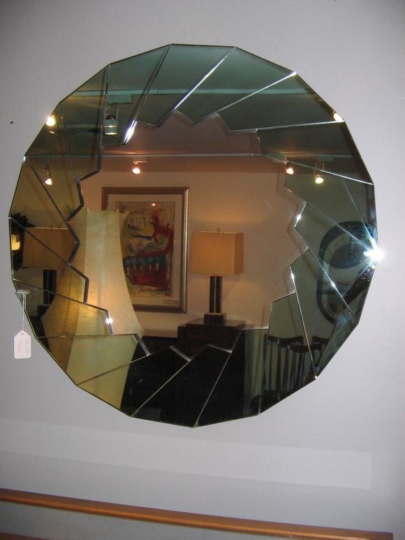 A Fabulous Two Color Large Round Wall Mirror at 1stdibs
