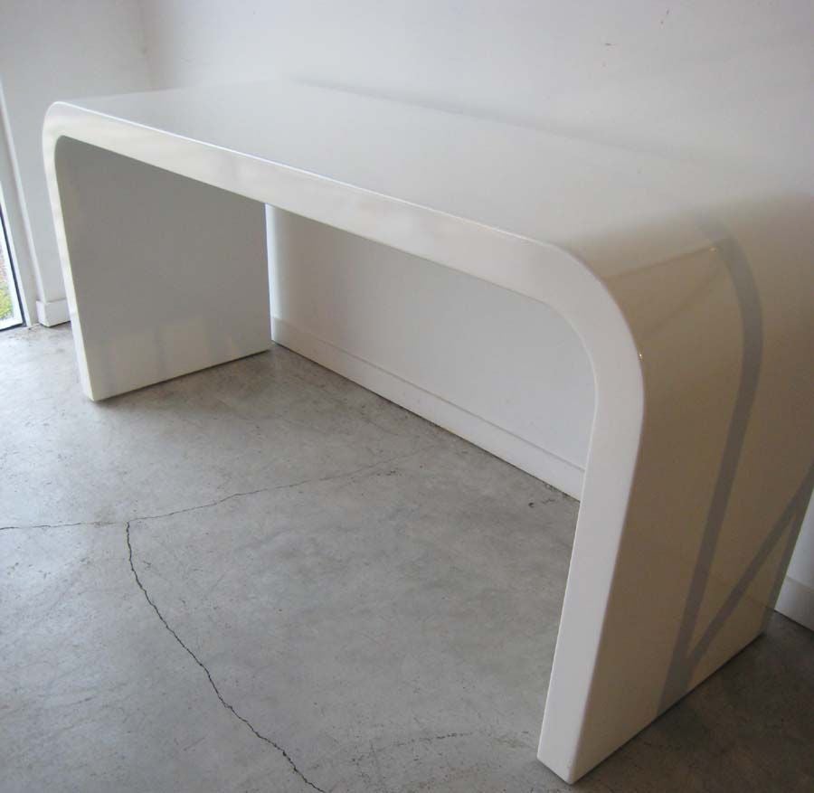 WHITE LACQUERED WATERFALL CONSOLE TABLE at 1stdibs