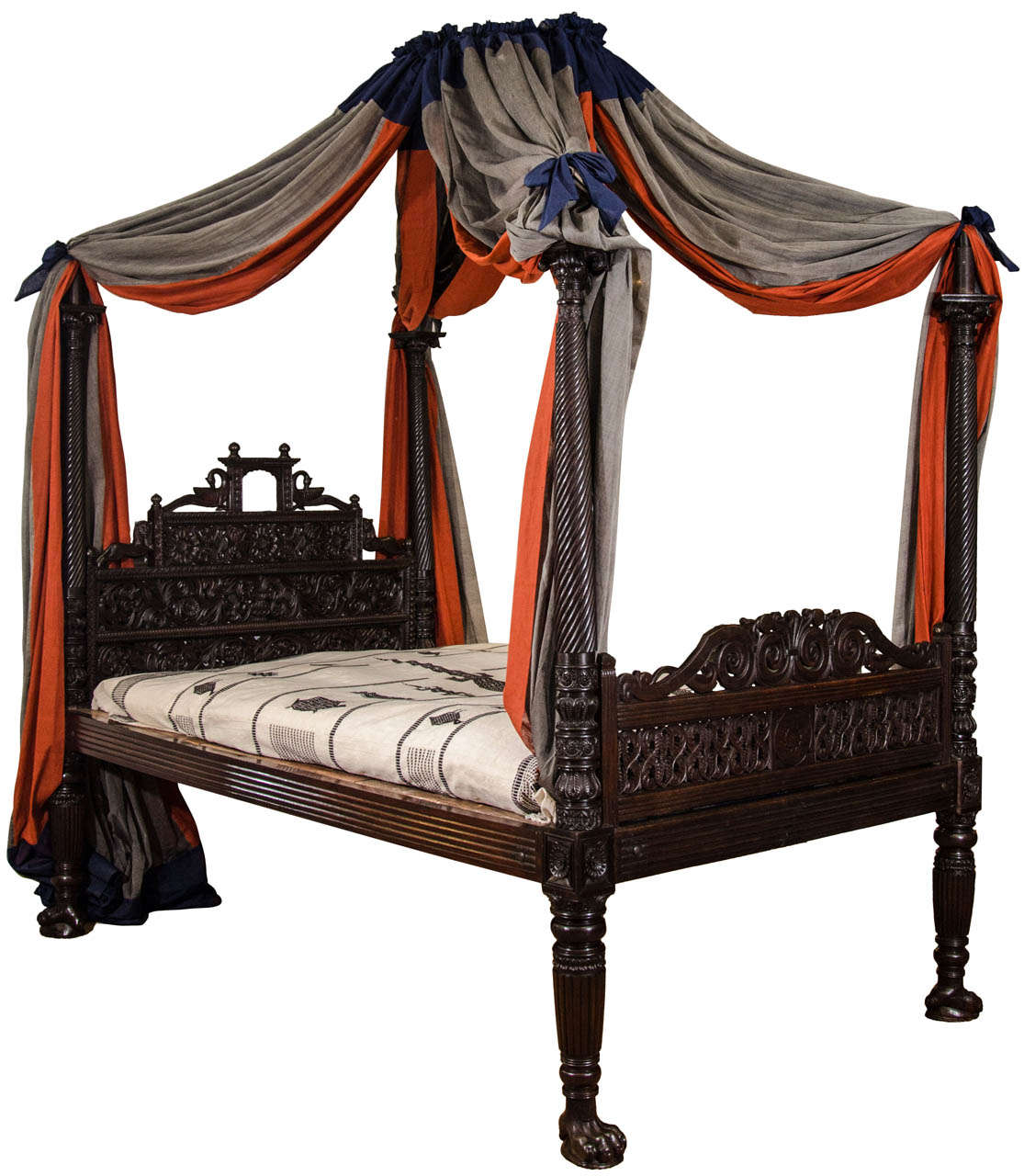... 19th Century Anglo-Indian Mahogany Bed with Metal Canopy at 1stdibs