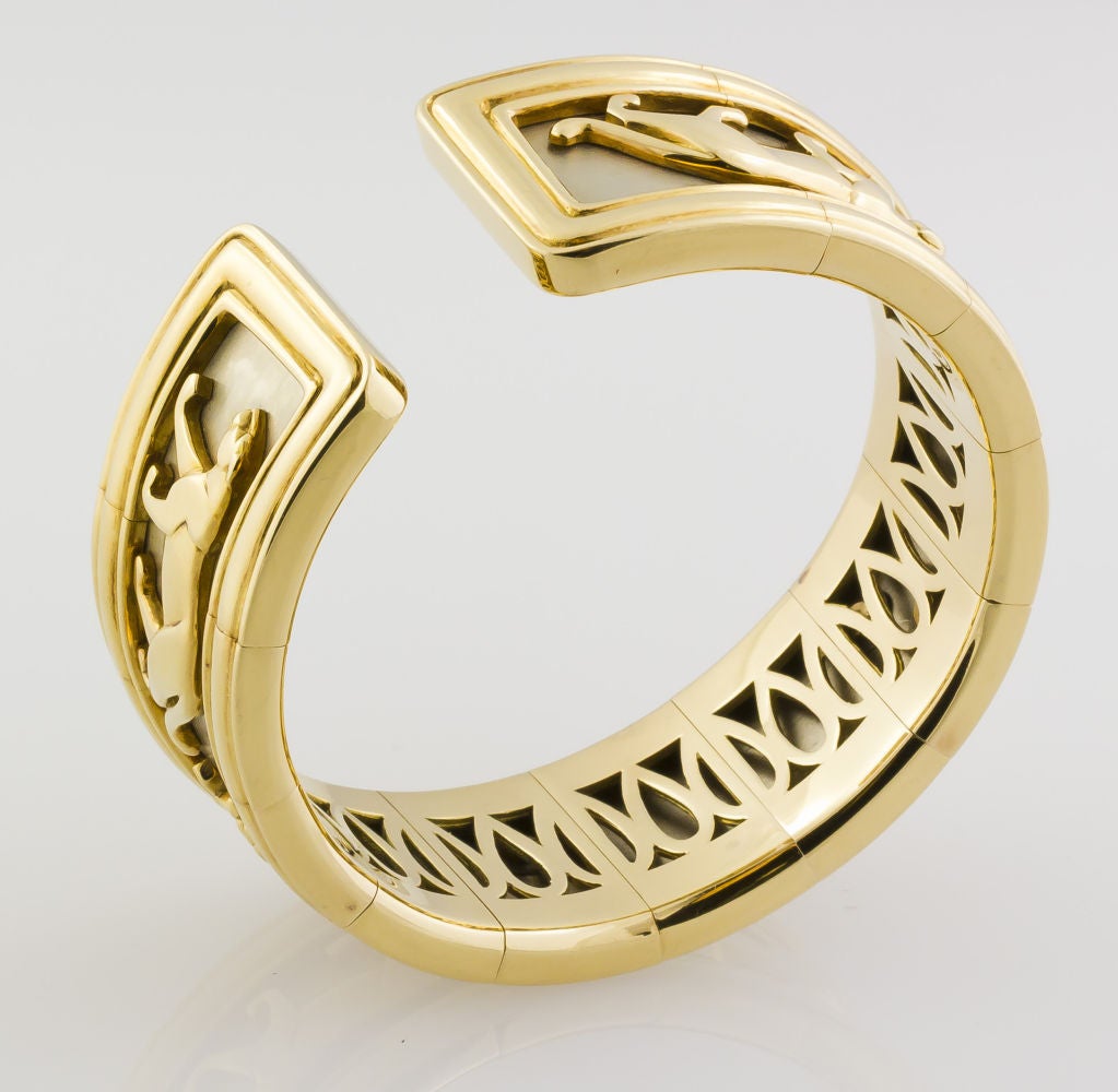 Cartier White Yellow Gold Panther Cuff Bracelet image 7
