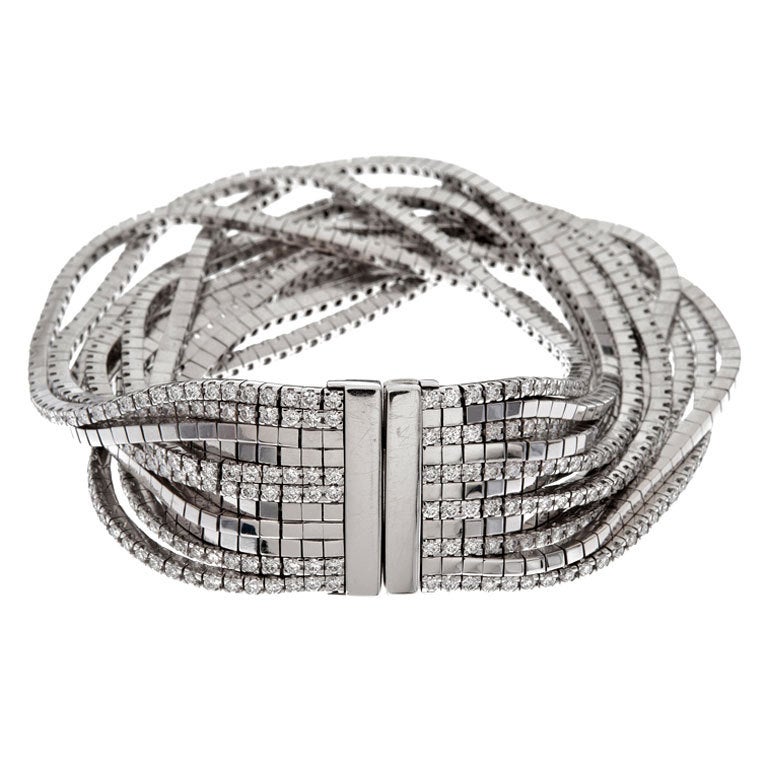 GUCCI Diamond White Gold Multi-Strand Bracelet