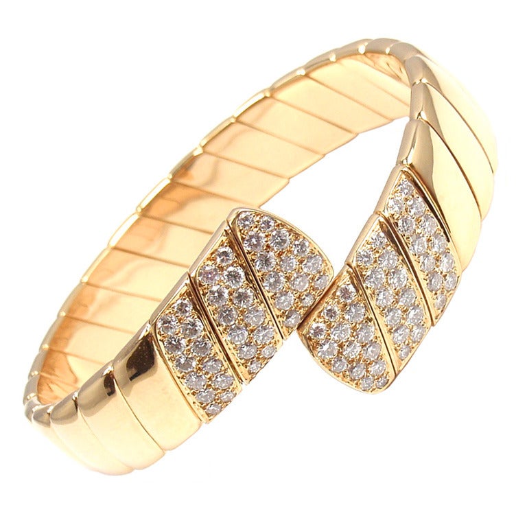 CARTIER Diamond Yellow Gold Cuff Bracelet