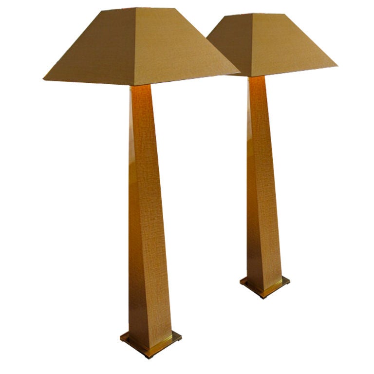 African Floor Lamps on Pair Of Karl Springer Column Floor Lamps In African Makore