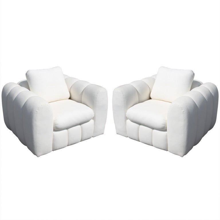 Pair of channeled Jay Spectre Club chairs for Century Furniture