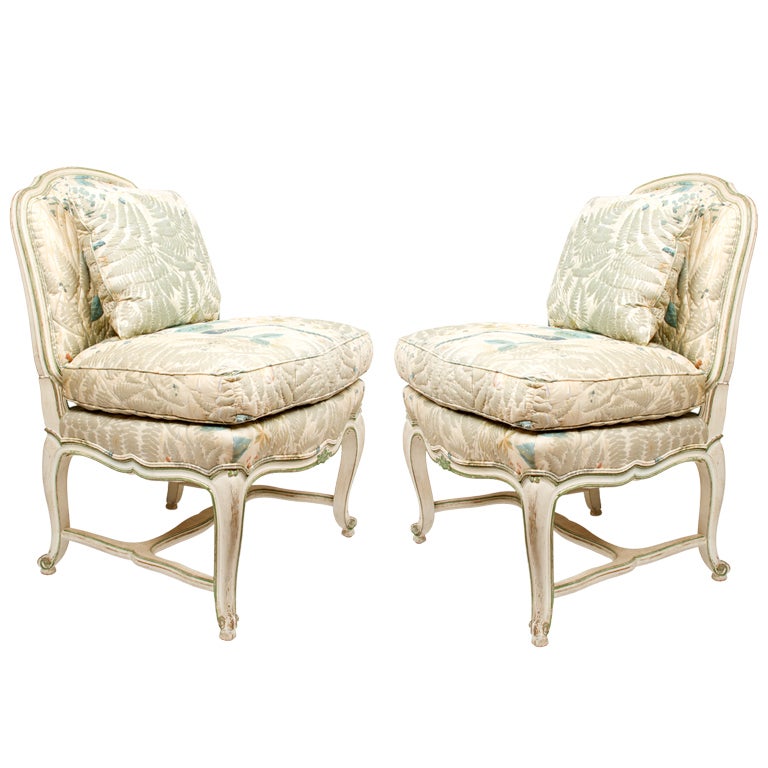 A Pair of Hand Carved French Louis XV Style Slipper Chairs at 1stdibs