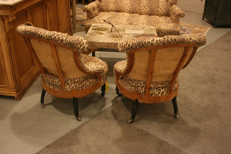 Pair of Napoleon III tufted Salon Chairs image 3