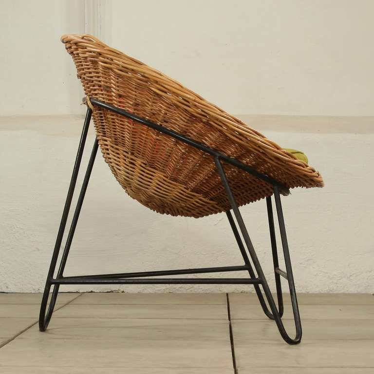 1950's Woven Wicker Cone Basket Lounge Chair itm Matégot