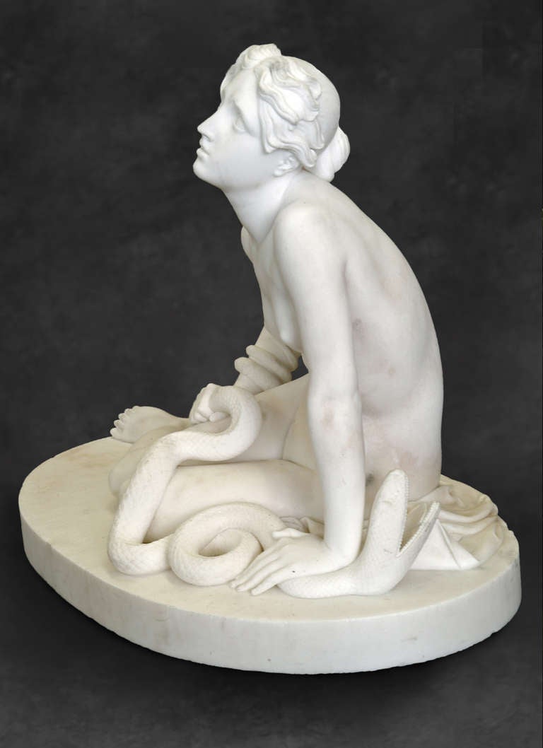 Antique Italian Marble figure "The Nymph and The Snake" image 9