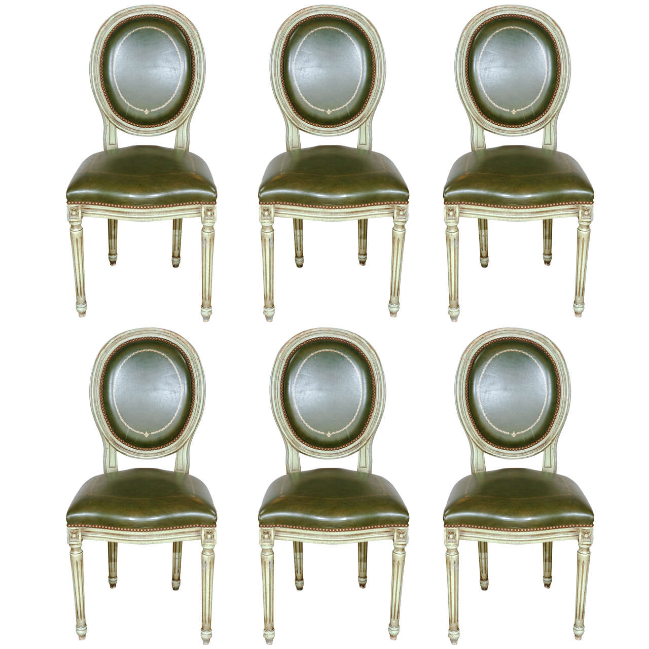 Set of 6 French Louis XVI-style Dining Chairs, circa 1900