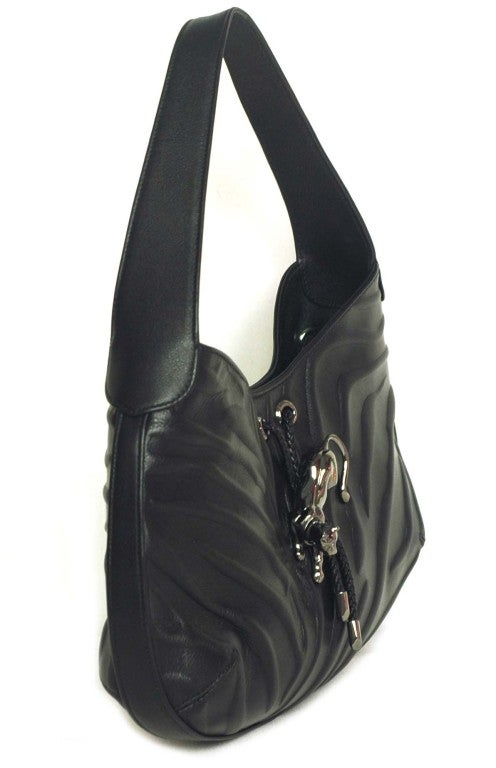 CARTIER Black Leather Hobo Bag with Panther rt. $1,510 at 1stdibs