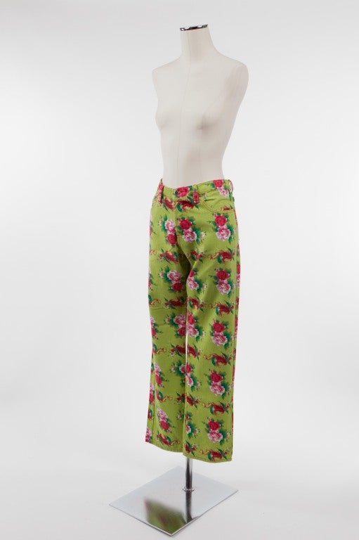 1990's Todd Oldham Floral Jeans at 1stdibs