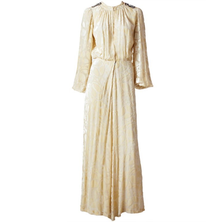 Thea Porter Cut Velvet on Chiffon Gown at 1stdibs