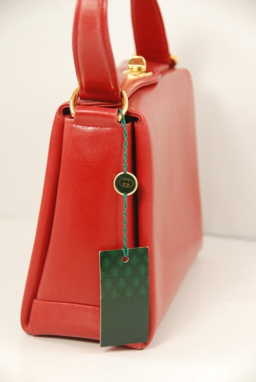Vintage Gucci Red Leather Handbag at 1stdibs