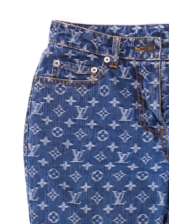 Louis Vuitton denim logo monogram blue jeans at 1stdibs