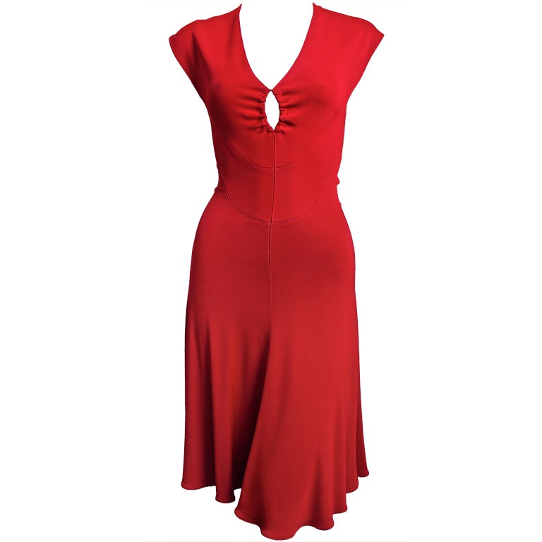 AZZEDINE ALAIA red dress with keyhole neckline at 1stdibs