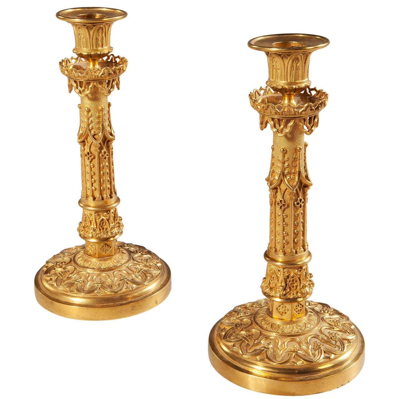 Pair of Charles X gilt-bronze candlesticks, 1825