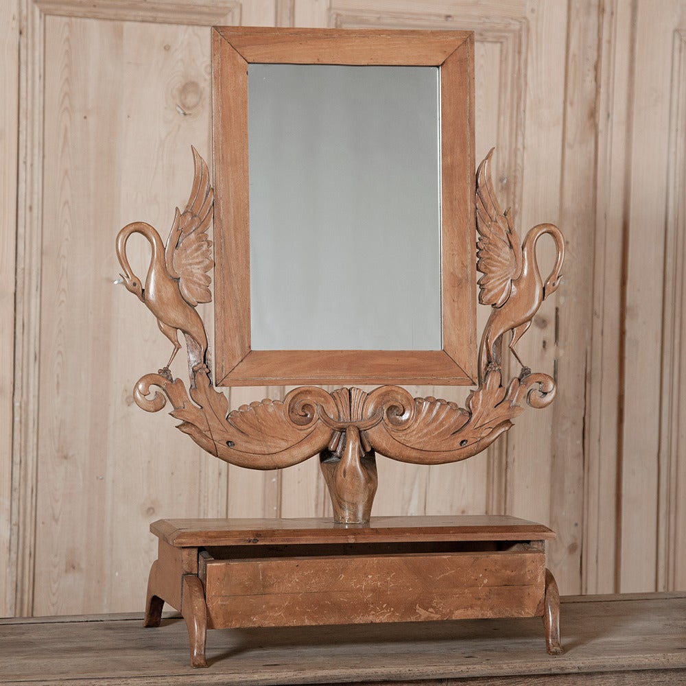 Antique Handcrafted Apple Wood Vanity Mirror at 1stdibs