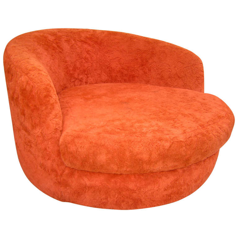 Wondeful Milo Baughman Oversized Round Swivel Lounge Chair ...