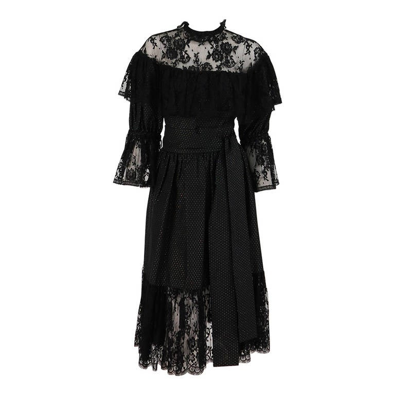 1970s Yves St Laurent 1976 rich peasant collection lace and silk ...